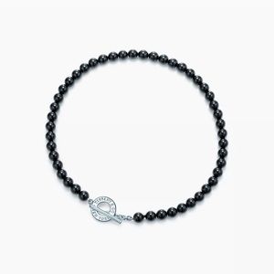 Tiffany & Co Sterling Silver and Black Onyx Toggle Necklace